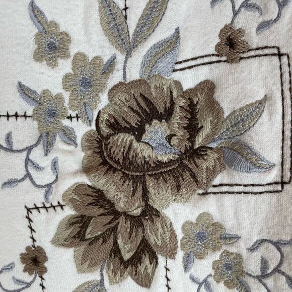 Vintage double collar floral embroidered sweatshirt - Picture 4 of 5